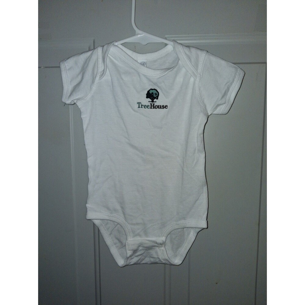 Rabbit Skins White Short Sleeve Cotton One Piece Snap TreeHouse Embroidered 12M